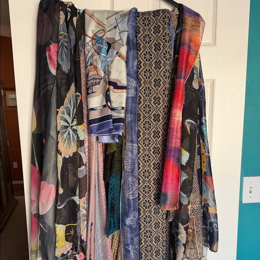 Multi-Pack Assorted Printed Scarves - Floral, Geometric & Nautical Prints